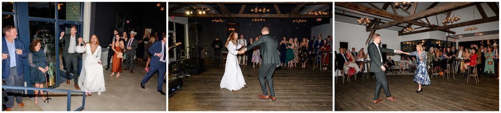 Dancing photos in the reception space at Springdale Station