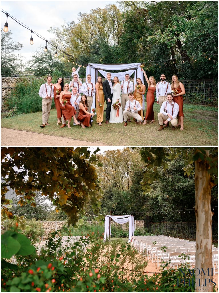 Wedding party at Springdale Station, one of the best Austin wedding venues.