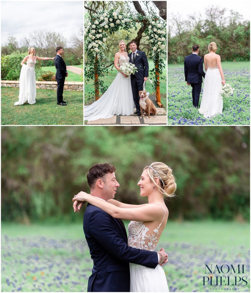 Bride and groom portraits at the Vineyards at Chappel Lodge, one of the best Austin wedding venues.