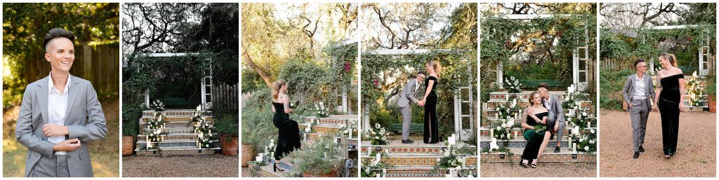 Rambling Rose Ranch's ceremony space decorated in white and green.