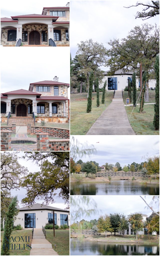 The getting ready building, signature bridge, ceremony space, and reception hall.