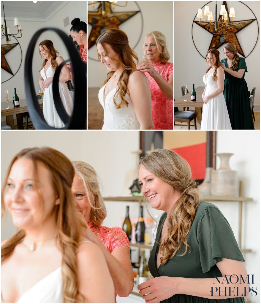 The bride getting ready for her Downtown Austin wedding ceremony.