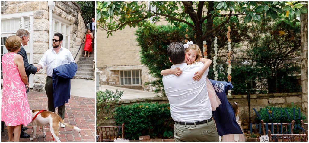 The groom arriving at Chateau Bellevue in Austin, Texas.