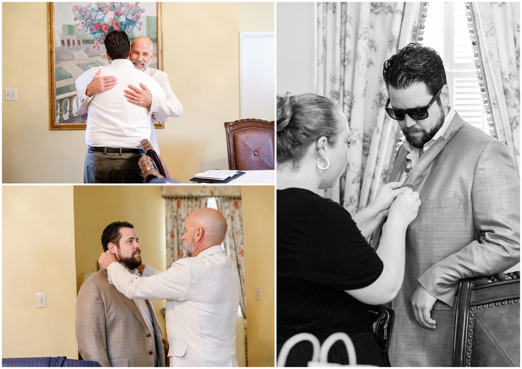 The groom getting ready at Chateau Bellevue.