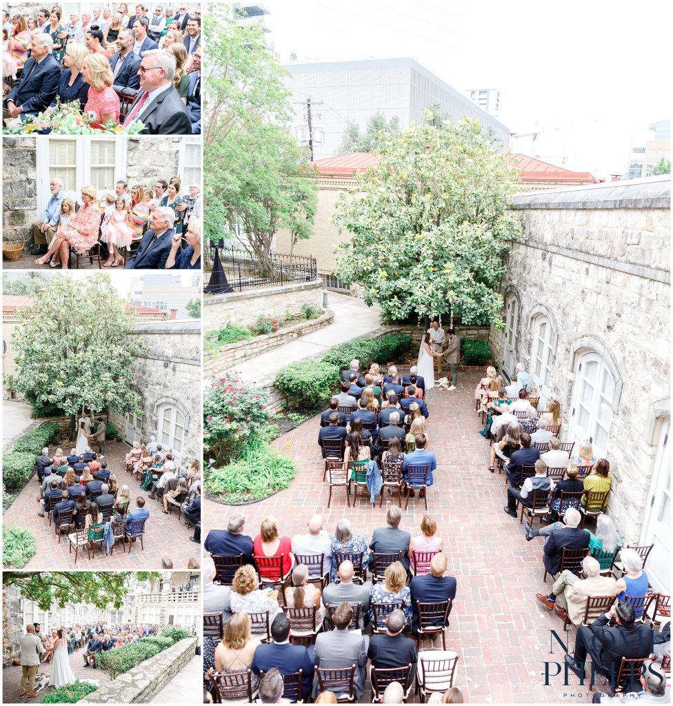 An overview of the bride and groom's Downtown Austin wedding.