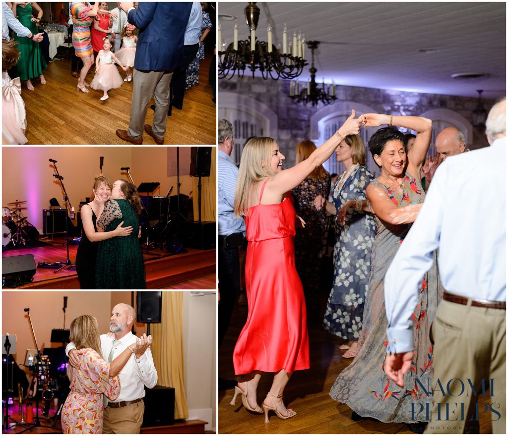 The guests were having a great time at the bride and groom's wedding reception.