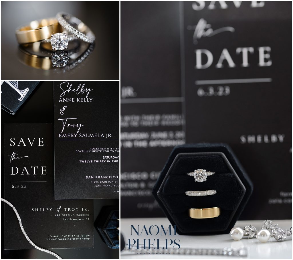 Wedding stationery and details from the couple's San Francisco City Hall wedding.