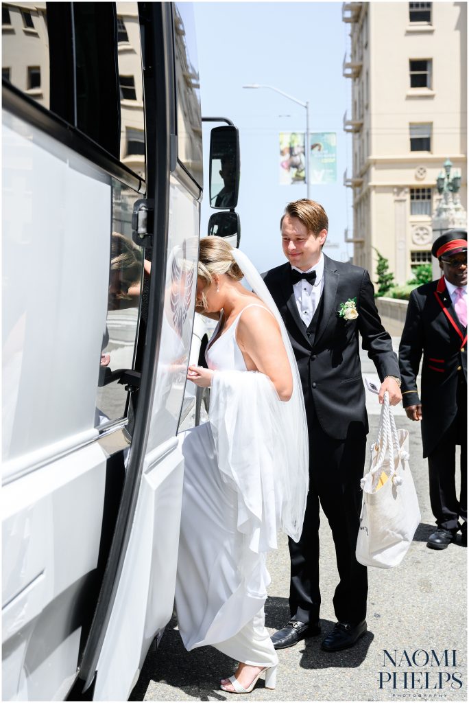 Heading to their San Francisco City Hall wedding ceremony.