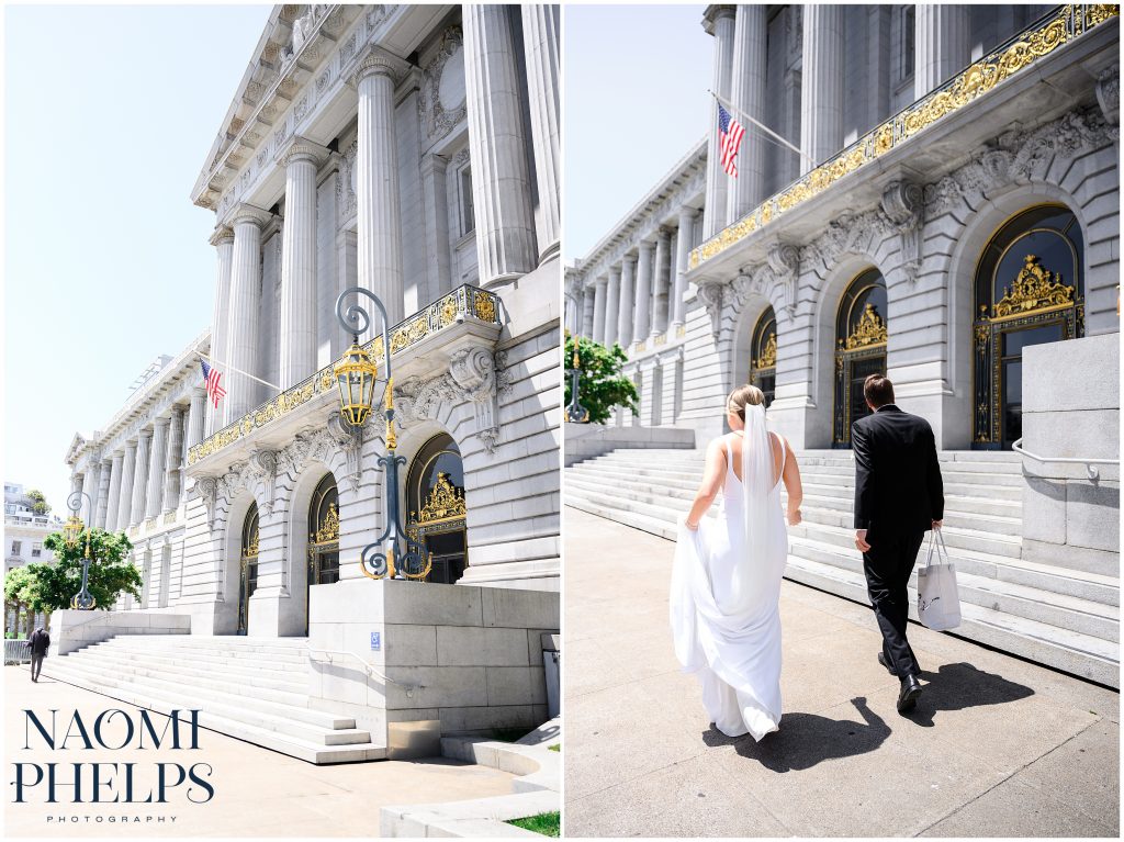 Heading to their San Francisco City Hall wedding ceremony.