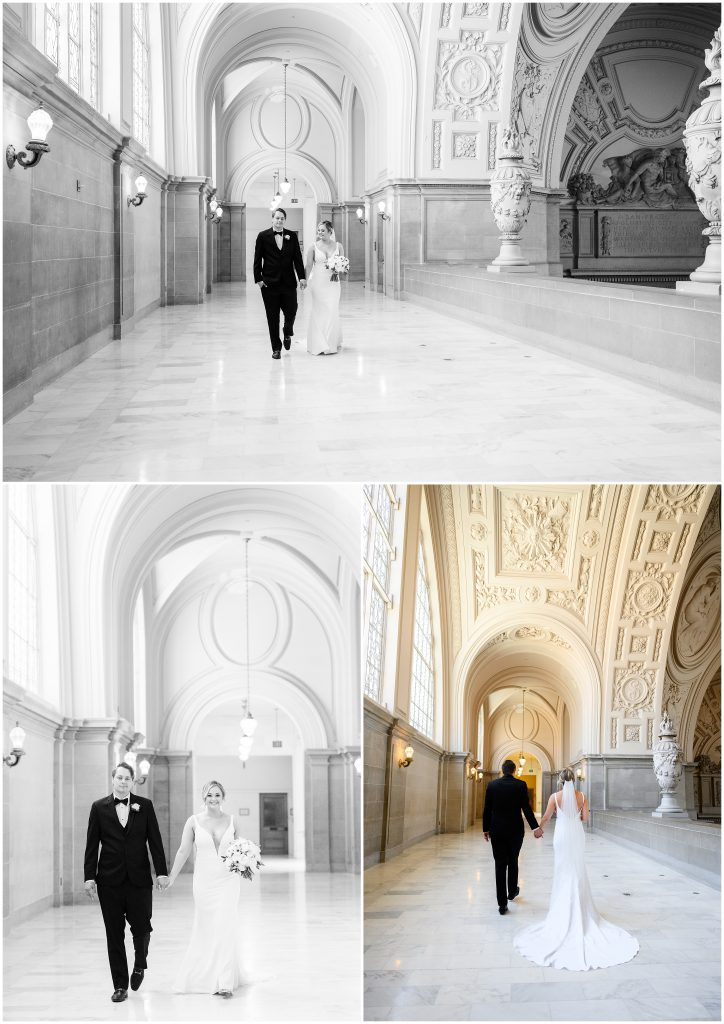 Bride and groom pictures at San Francisco City Hall fourth floor.