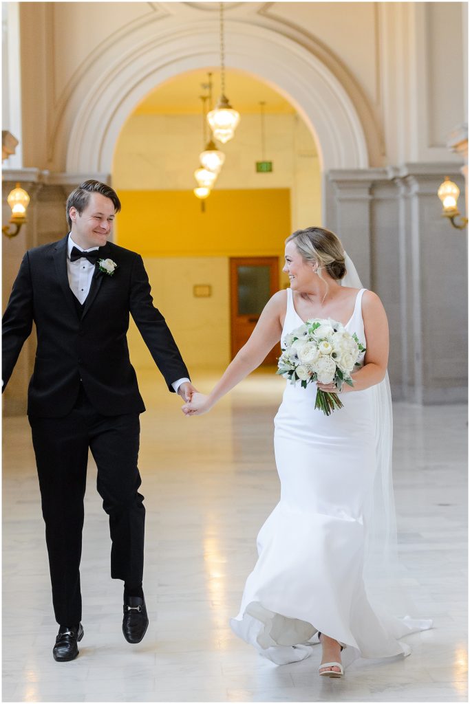 Bride and groom pictures at San Francisco City Hall fourth floor.