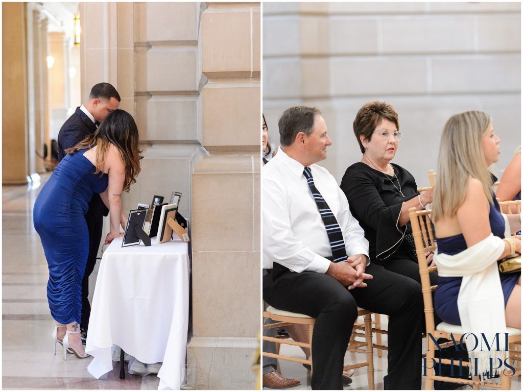 The guests arriving at San Francisco City Hall for the wedding ceremony.