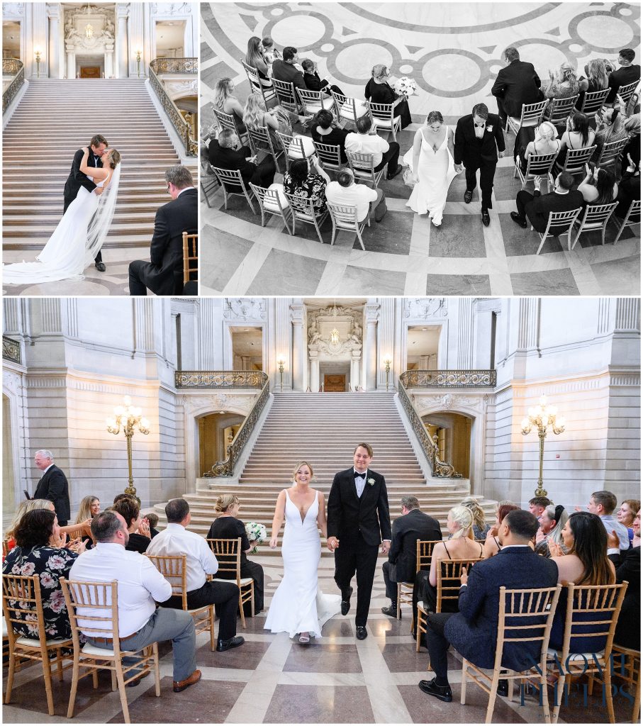 First kiss as husband and wife at San Francisco City Hall wedding ceremony.