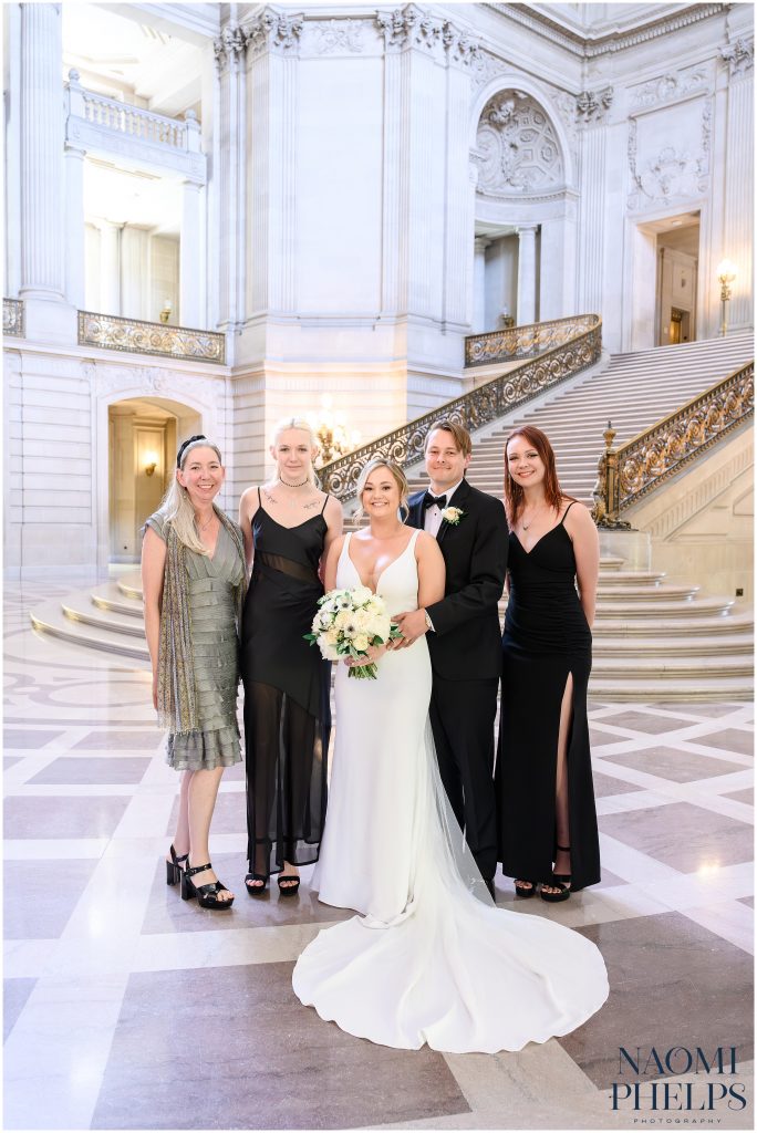 Family portraits after the San Francisco City Hall wedding ceremony