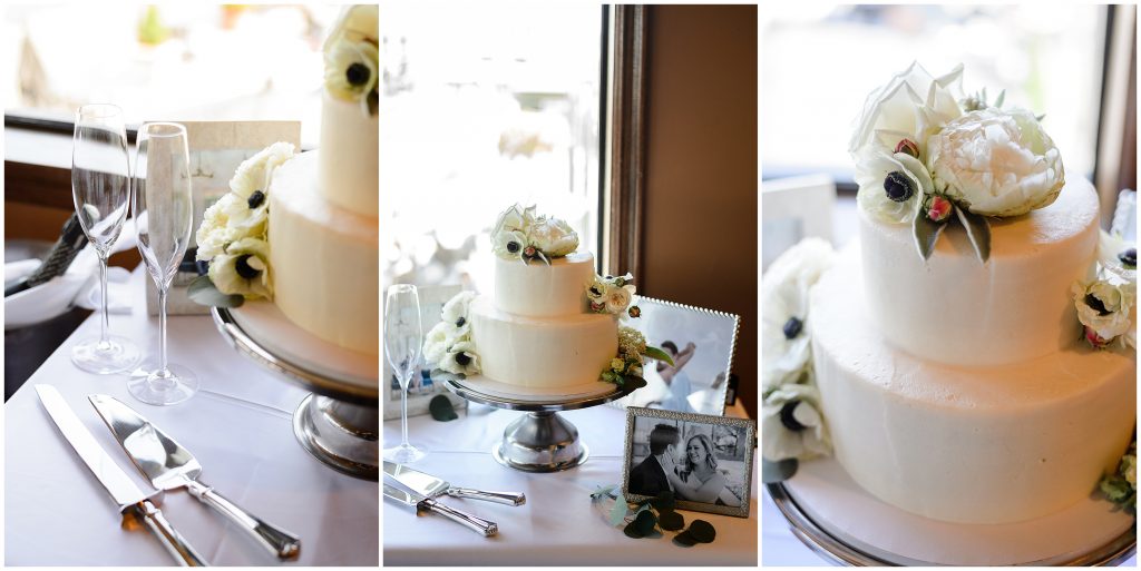 The bride and groom's wedding cake at their San Francisco City Hall wedding.