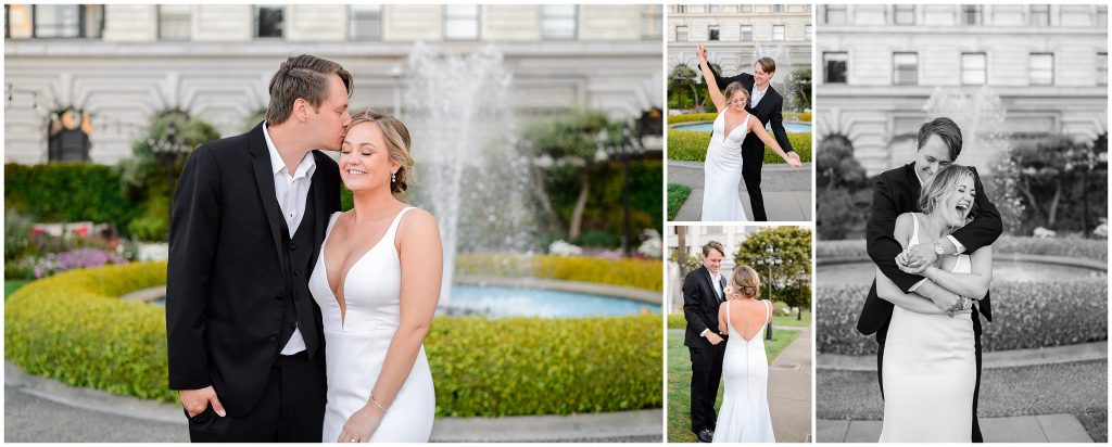 Bride and groom portraits at the Fairmont after their destination wedding ceremony.