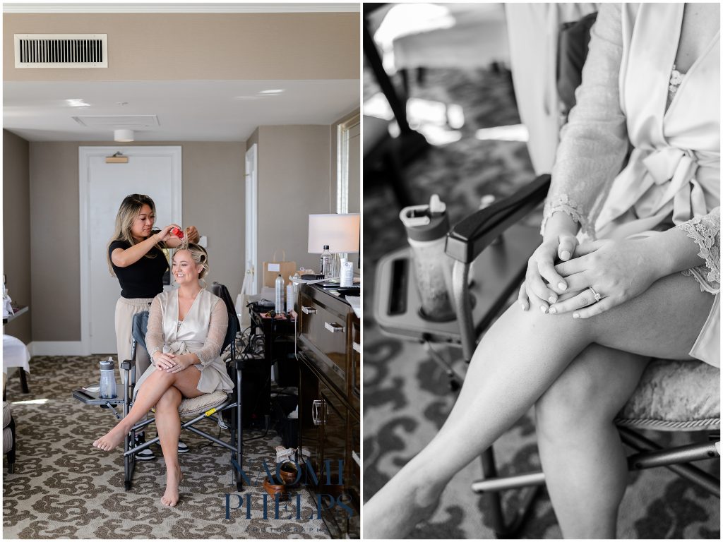 The bride getting ready at the Fairmont in San Francisco