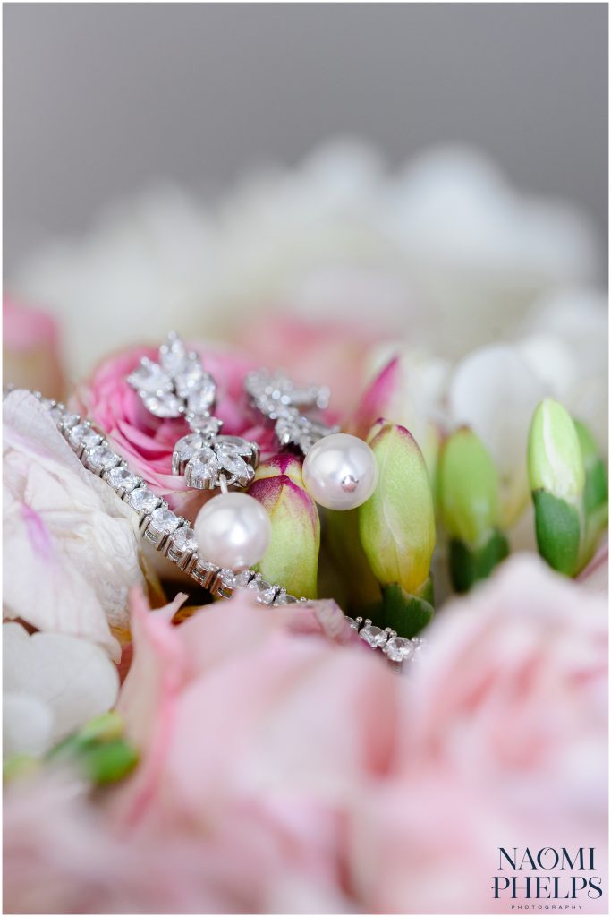 Bridal details in the bride's bouquet at the San Francisco City Hall wedding.