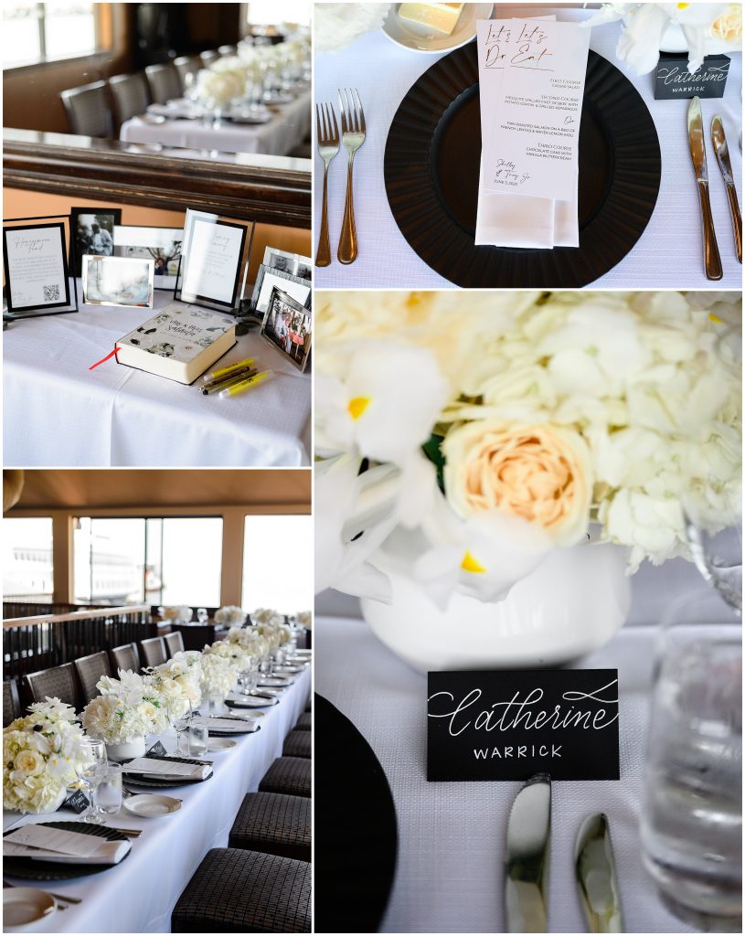 Wedding reception details at the couple's San Francisco destination wedding.