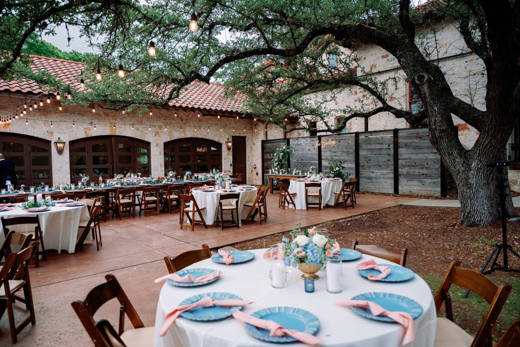 Outdoor reception space at Garey House, wedding venue near Austin TX.