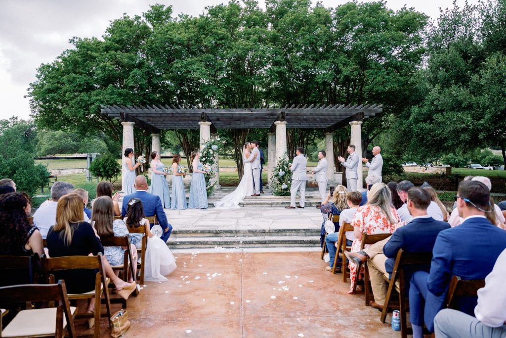 Ceremony location at Garey House, a small wedding venue near Austin TX.