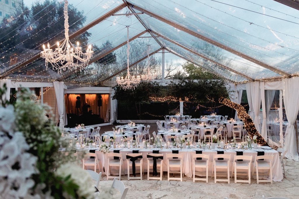 Reception setup at Austin wedding venue, The Allan House.