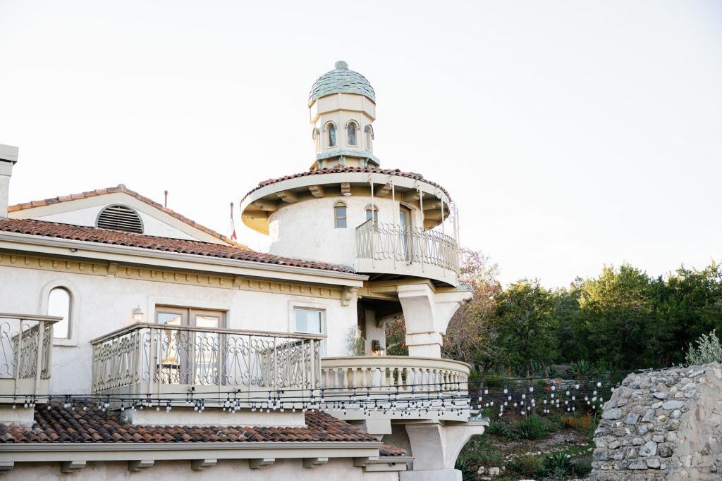 Exterior of Villa Antonia wedding venue near Austin, TX.