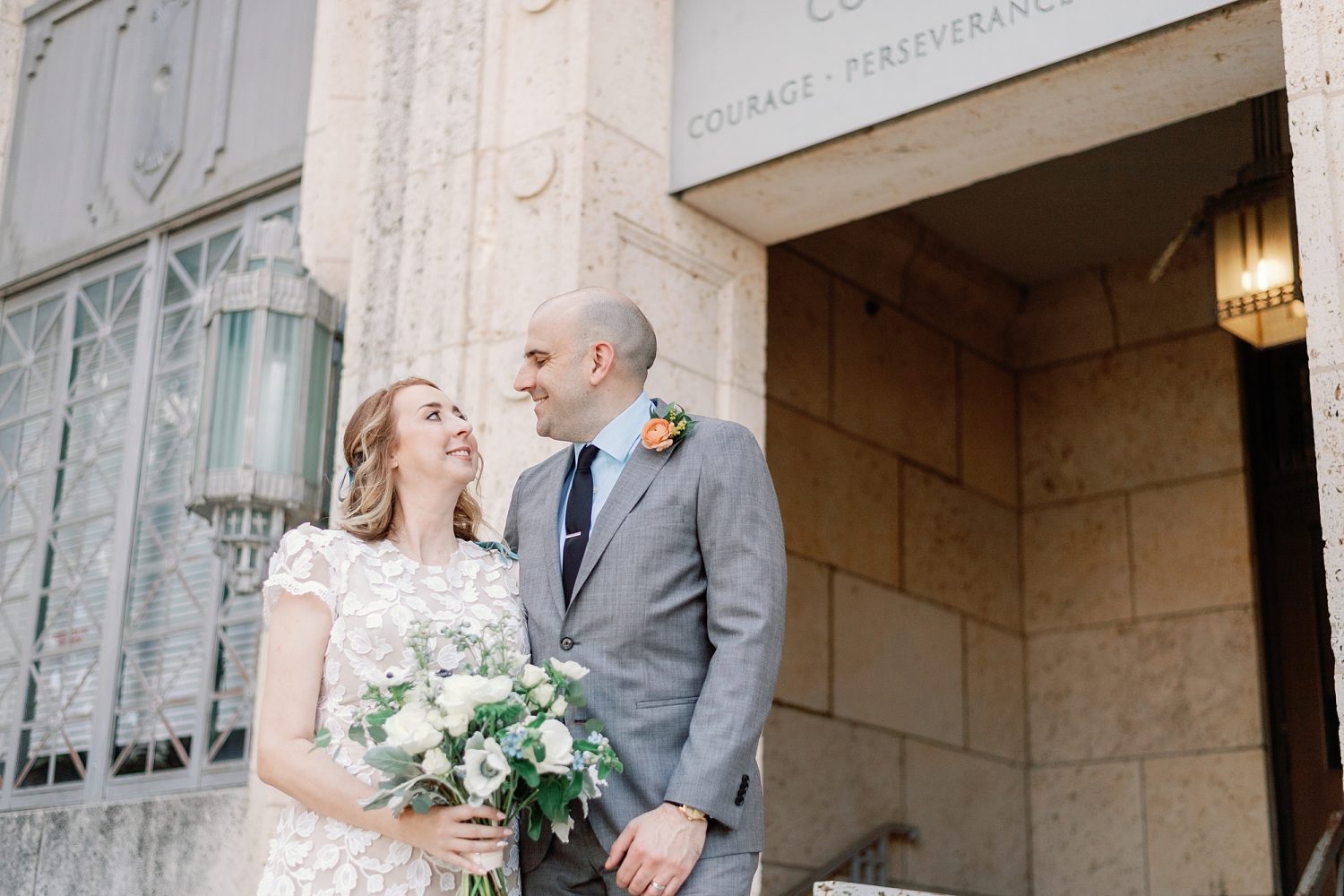Couple getting married at the Travis County Courthouse 