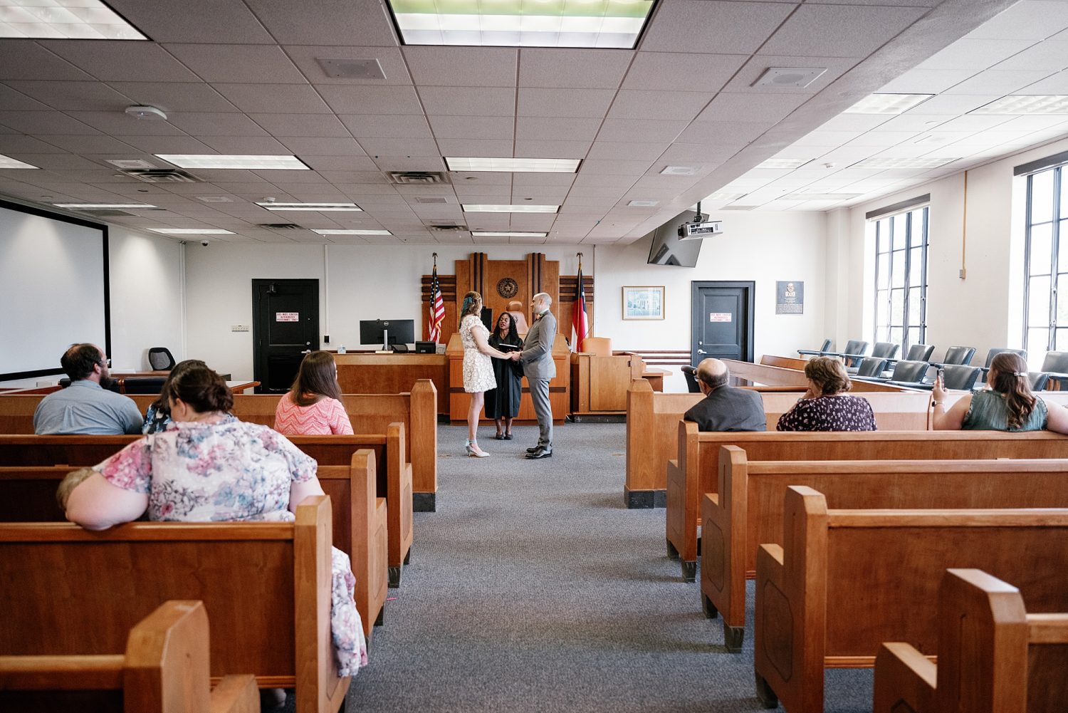Elopement ceremony at Travis County Courthouse in downtown Austin