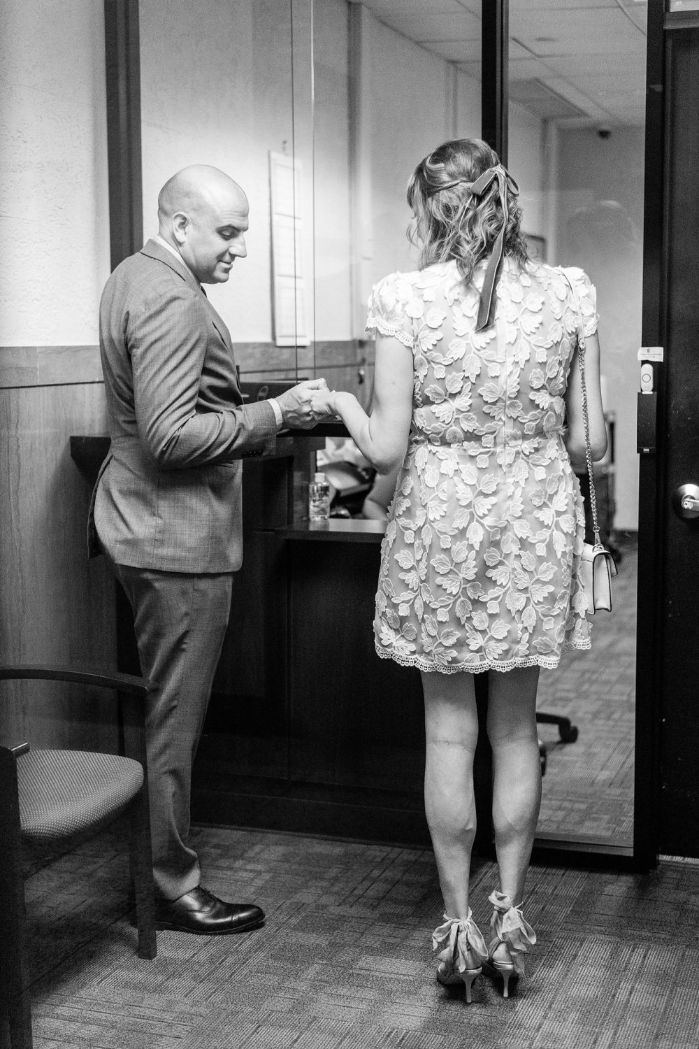 Engaged couple getting married at downtown Austin courthouse
