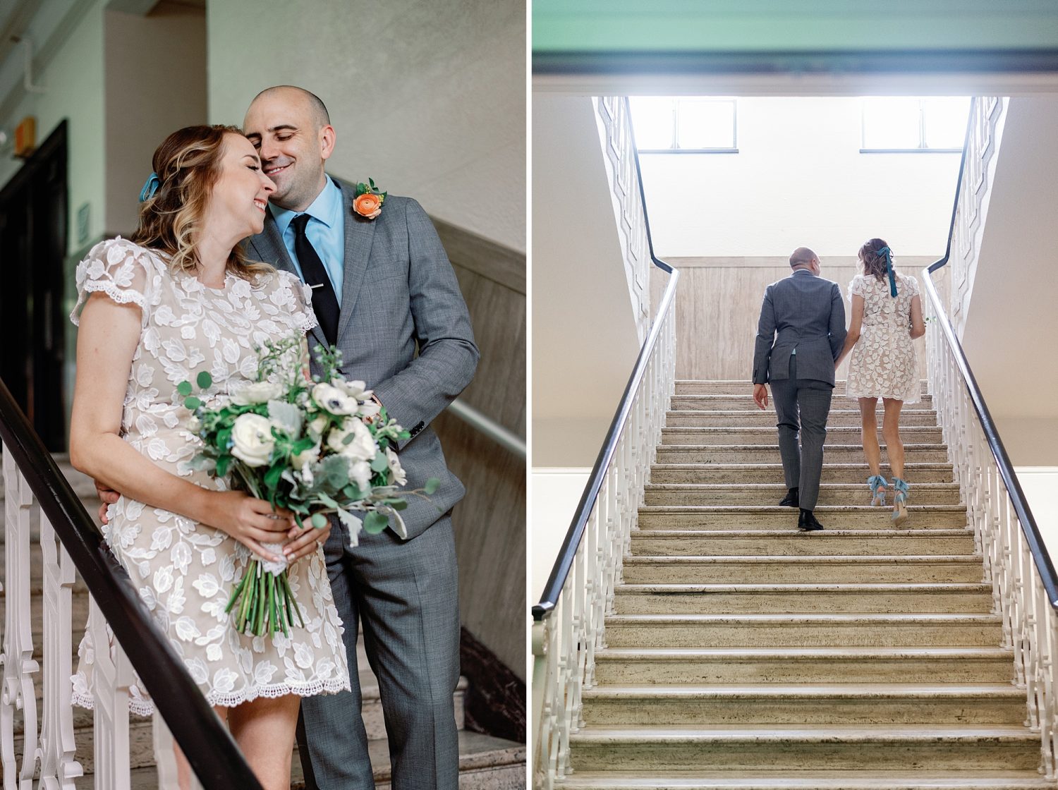 Elopement photos inside Precinct 5 Courthouse in downtown Austin
